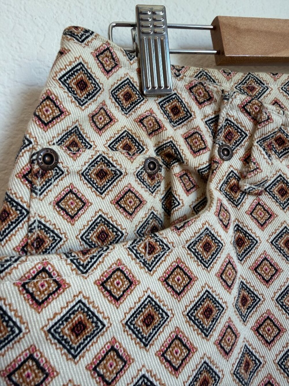 Vintage Boho Western Geometric Jeans Cream Tribal Print Southwestern Petite 14P - Picture 4 of 9